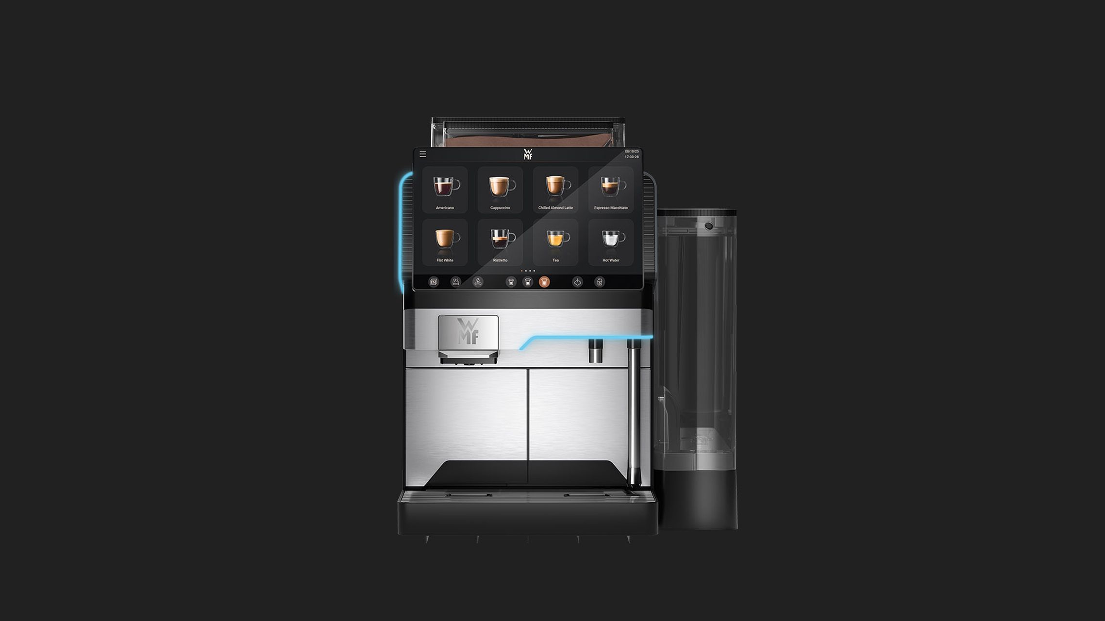 WMF Elevation 10 fully automatic coffee machine with grey background