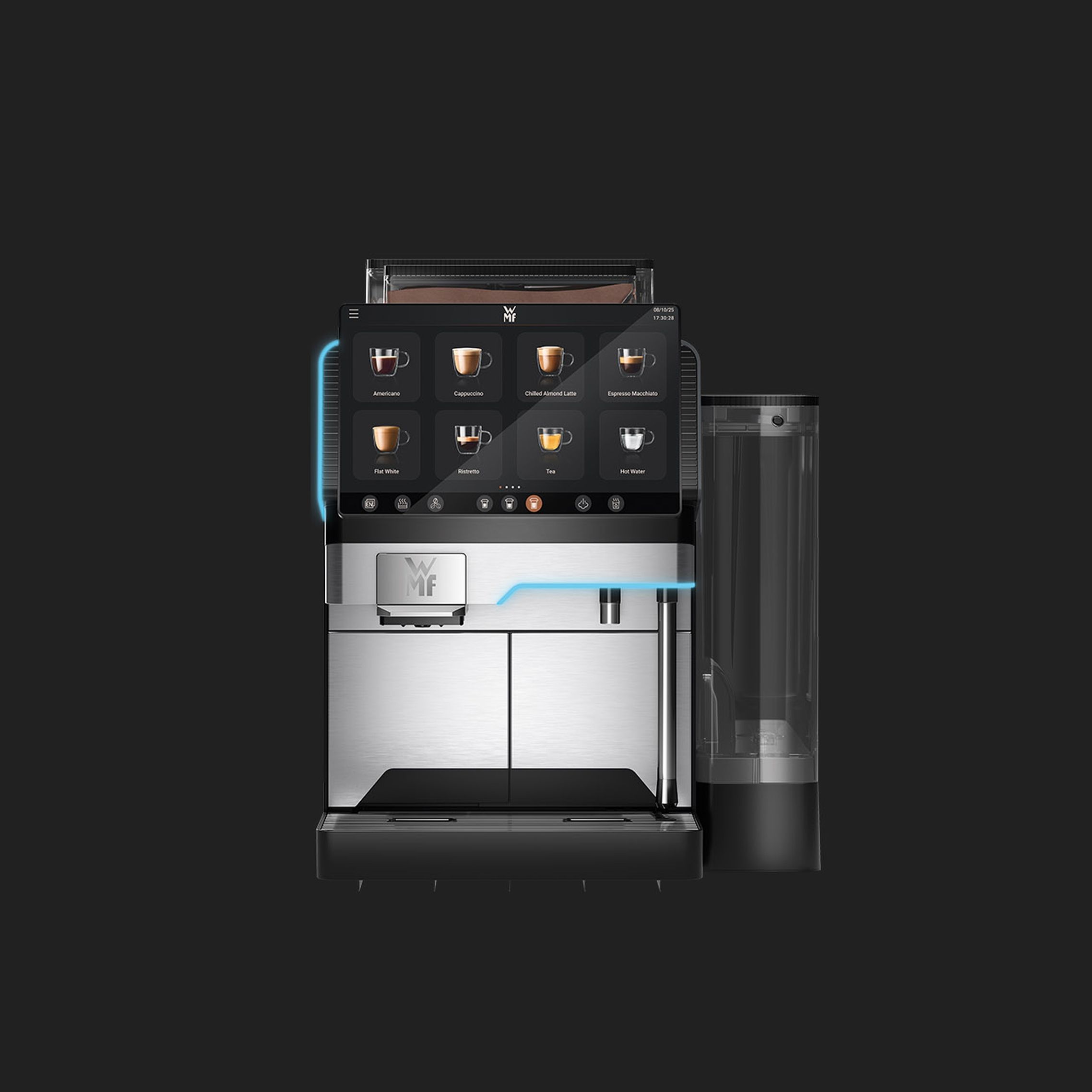 WMF Elevation 10 fully automatic coffee machine with grey background