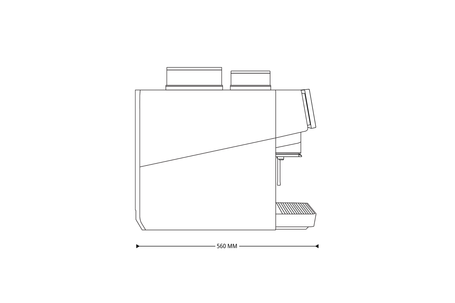 WMF Elevation 10 fully automatic coffee machine from side with depth