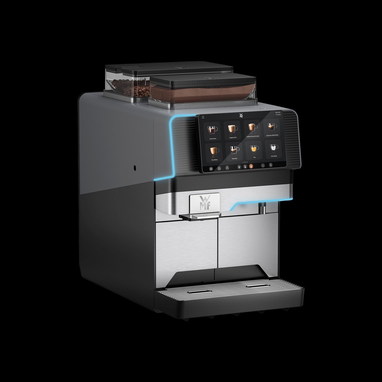 WMF Elevation 10 a fully automatic coffee machine for smaller offices from the left side