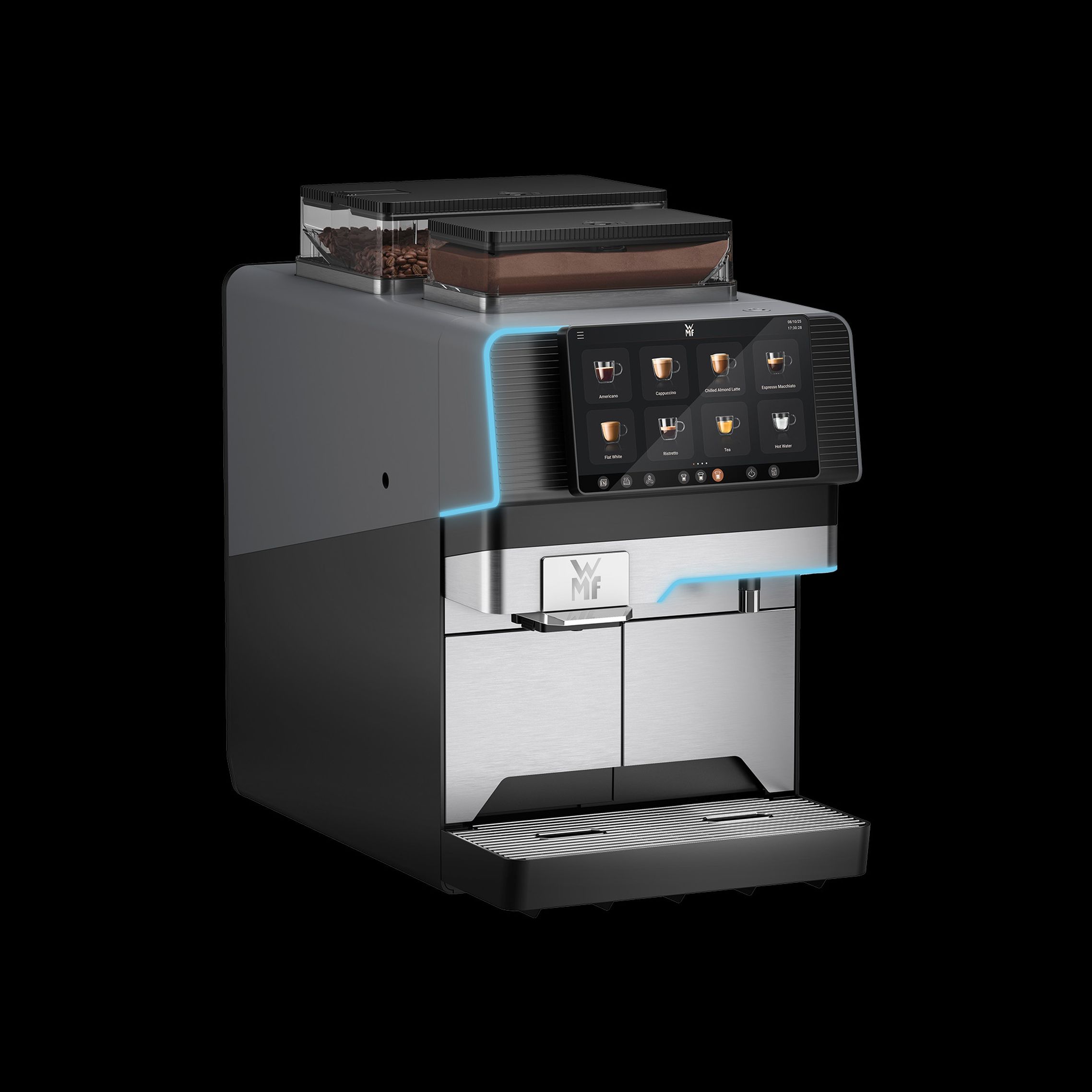 WMF Elevation 10 a fully automatic coffee machine for smaller offices from the left side