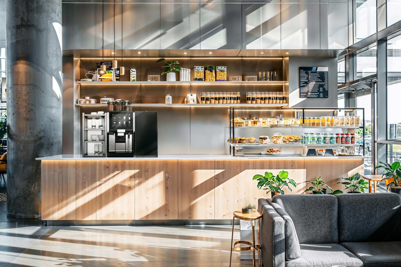 Airport store with coffee machine